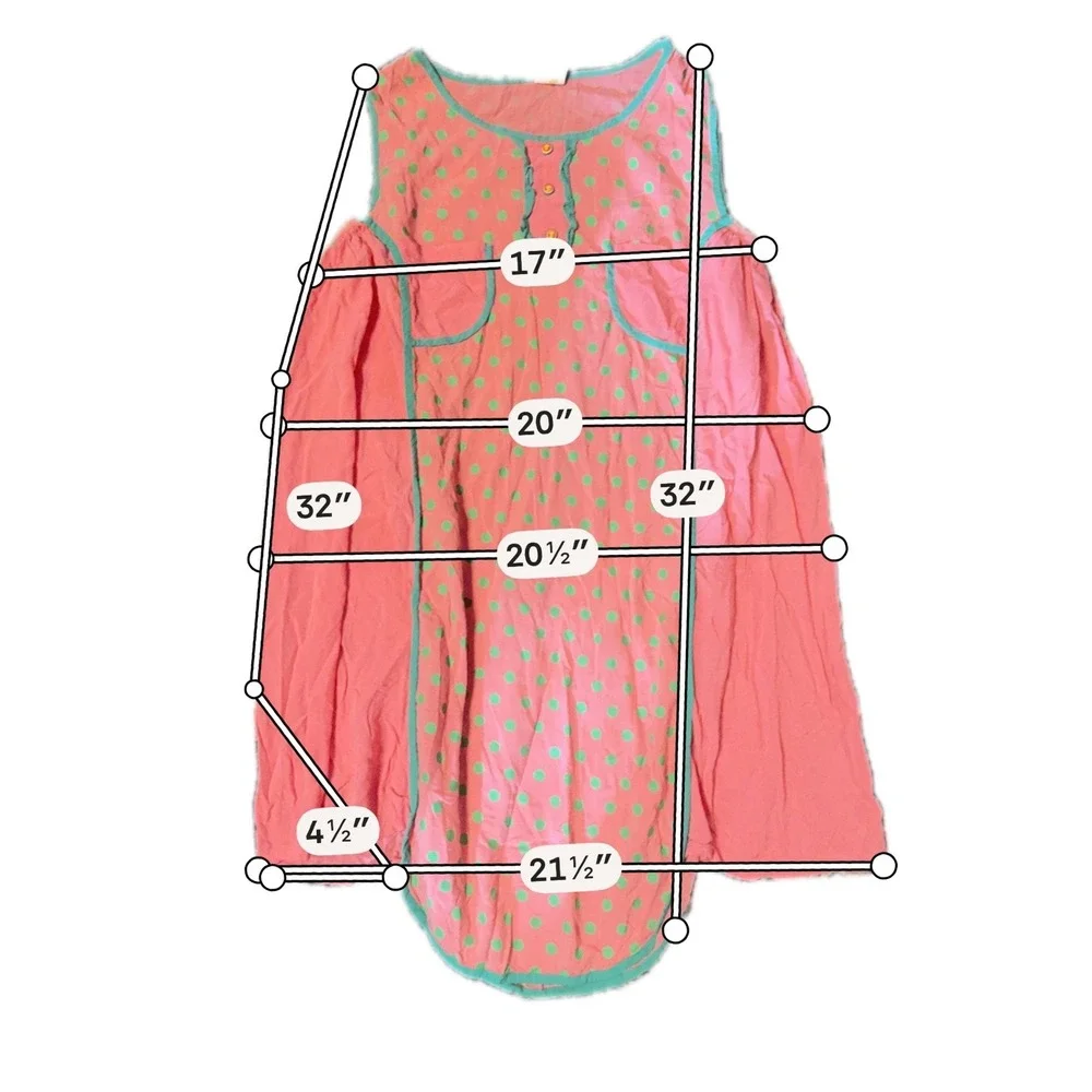 Dou Zhi Ban Shift Dress Women LG Pink Green Polka Dot Excellent Pockets Viscose